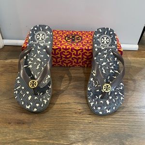 Tory Burch rubber flip flops- blue, size 7